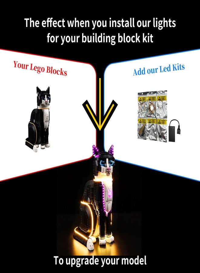 طقم إضاءة LED من BrickSoul متوافق مع ليغو 21349، طقم إضاءة متوافق مع بناء Tuxedo Cat، الإضاءة فقط (النموذج غير متضمن)، هدية رائعة لمحبي الأعمال اليدوية، إصدار كلاسيكي - Image 2